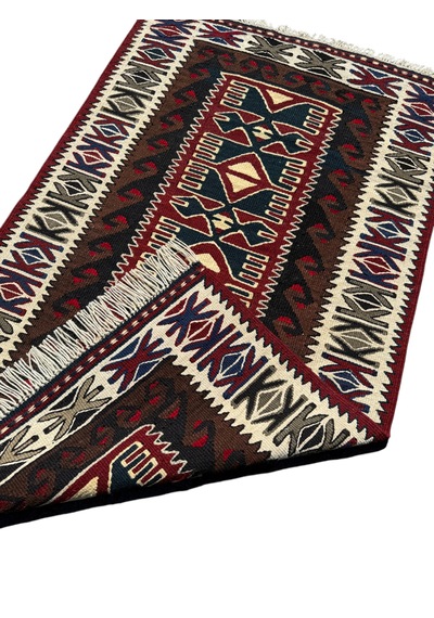 El Dokuma Sıfır Yahyalı Kilim 73x120 Kök Boya %100 Yün Küçük Kilim Renkli