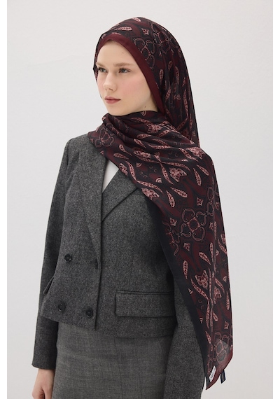 Mirsoy Scarf Rüya Pamuk Etnik Desen Şal Koyu Bordo