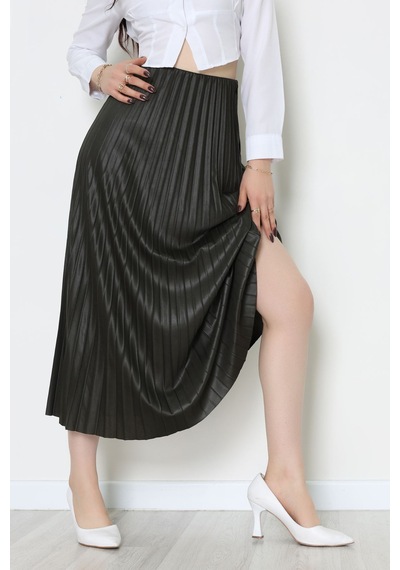 Modi Pileli Etek Haki - 52207.1005. Açık Haki