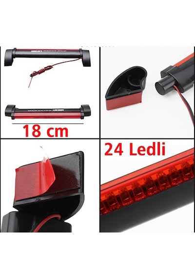 Araç Cam İçi Harici Stop Lambası 24 Ledli Universal 12 Volt