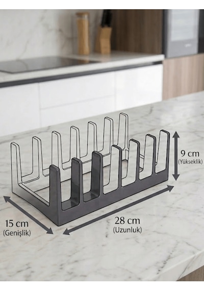 Beylini 6 Bölmeli Tencere Kapağı Ve Tabak Düzenleyici Çekmece Içi Organizeri Yıkanabilir Tava Sahan Organizer Antrasit