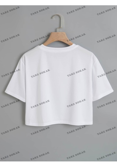 Flood Of Style Crop Ckod-232913 Düz Kısa Beyaz