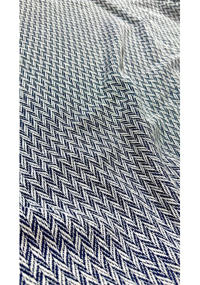 Lunga Vita Başak Desen Dokuma %100 Pamuklu Çok Amaçlı Pike Koltuk Örtüsü 180x230 Indigo