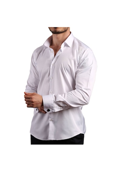 Dicotto Beyaz 8 Drop Ekstra Uzun Kol Dar Kesim Micro Kumaş Kol Düğmeli Slim Fit Erkek Gömlek - 197-1 001