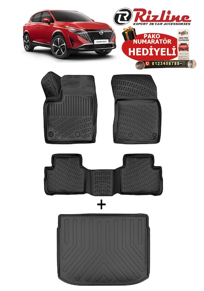 Nissan Qashqai Benzinli 2022-2026 Havuzlu Paspas Ve Üst Kademe Bagaj Havuzu Seti