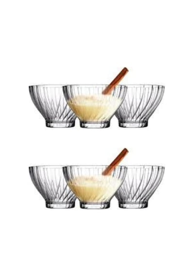 Cam Kase Seti Çizgili Desenli, 6 Lı Servis Ve Tatlı Kasesi, Salata, Meze, Çerez Ve Dondurma İçin Şık Sofra Gereci Çok Renkli