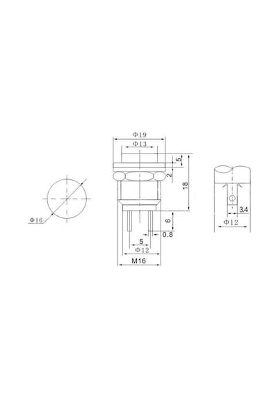 Elektronikport-16Mm Mavi Push Buton Metal Ds-212 Ic-180