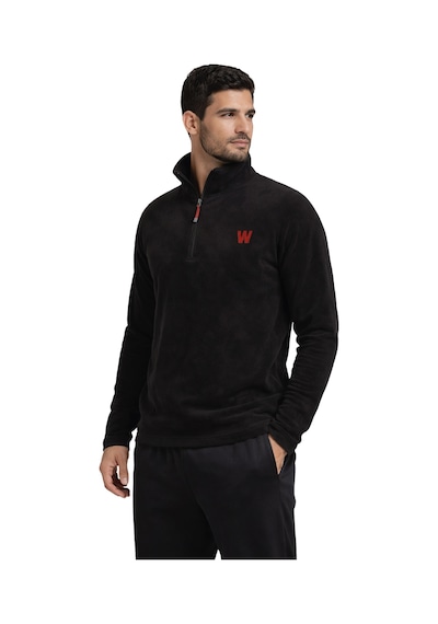 Walke Premium Erkek Yarım Fermuarlı Outdoor Spor Polar Ceket Siyah