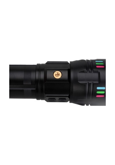 Panther 50w Lazer Led El Feneri 6000 Lümen Usb Type-c Şarjlı Zoomlu 4x18650 Profesyonel Pt-4117 Siyah