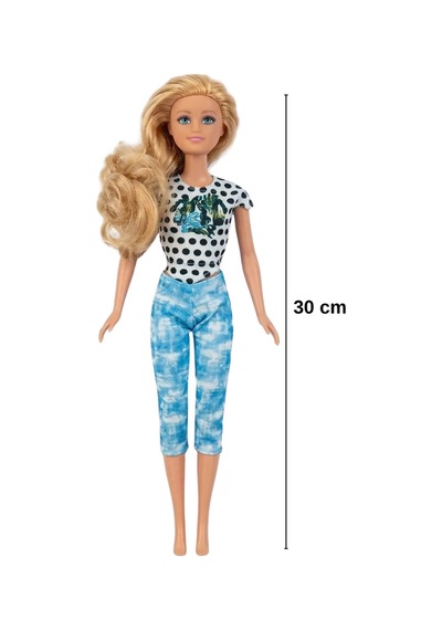 Elonna 30 Cm Şık Ve Hareketli Eklemli Oyuncak Bebek Tie-dye Pantolonlu/aksesuarlı Y