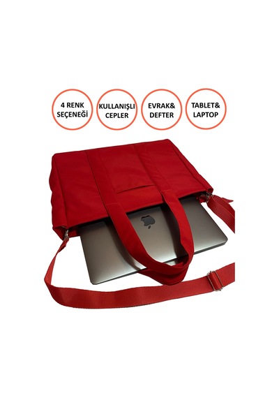 Tuttobene Idıly Kırmızı Tote Bag Omuz Çantası Laptop Kitap Evrak Taşınabilir Tb005