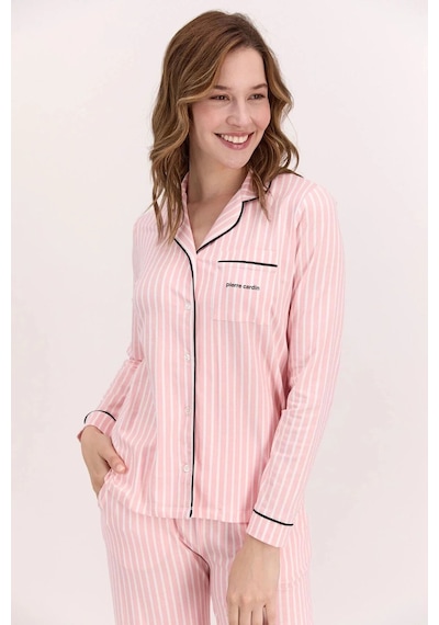 Pierre Cardin 8765 Kadın Uzun Kollu Gömlek Pijama Takımı-pembe Pembe