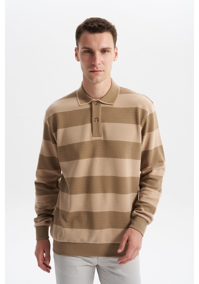 AR-MA Arma Erkek Ribanalı Regular Fit Çizgili %100 Pamuk Ringel Ottoman Kumaş Polo Yaka Düğmeli Sweatshirt K30554952602 Gri - Bej AR-MA Arma Erkek Ribanalı Regular Fit Çizgili %100 Pamuk Ringel Ottoman Kumaş Polo Yaka Düğmeli Sweatshirt K30554952602 Gri - Bej
