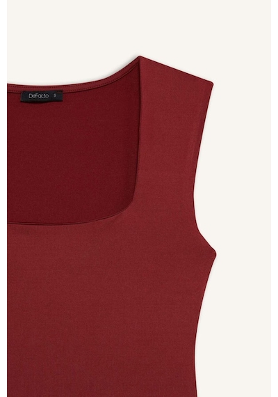 Defacto Kare Yaka Bodysuit E9045ax26smbr477 Bordo-br477