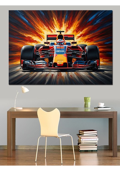 Ahşap Tablo Yarış Pistinde Modern Formula Aracı İnsan Figürlü Tablolar