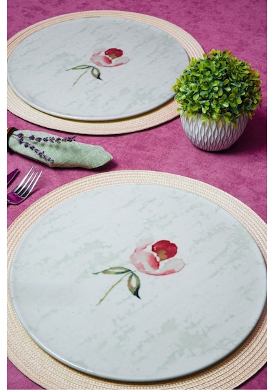Heda Porselen Ebrusu 32cm 2'li Porselen Pizza Tabağı Seti