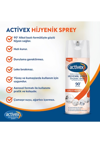 Activex Hijyenik Kumaş ve Yüzey Spreyi 400 ML