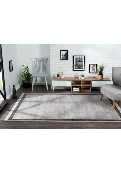 Trend 4103 Akrilik Pamuk Yumuşak Modern Mutfak Yatak Odası Salon Oturma Halısı-943 Açık Gri - Antrasit