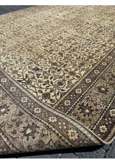 El Dokuma Bünyan Halısı 140x280 Kahve Krem Eskitme İnce Halı Bej - Krem