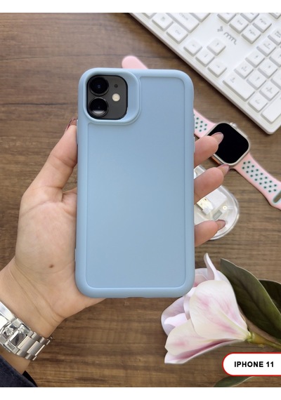 Apple iPhone 11 Uyumlu Kamera Korumalı Darbeye Dayanıklı Renk Atmayan Keep Silikon Kılıf Mavi