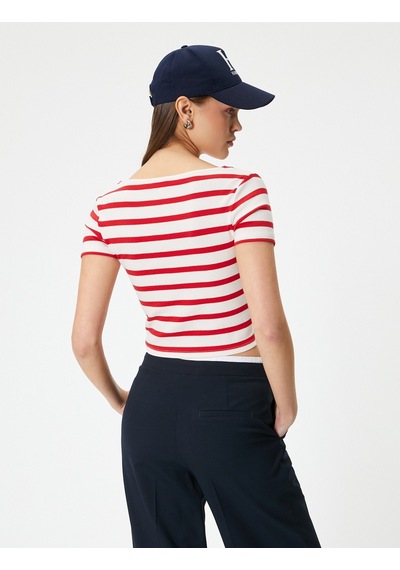 Koton Kısa Kollu Crop Penye Tişört Bisiklet Yaka Slim Fit Kırmızı Çizgili 4sal10991ık Kırmızı Koton Kısa Kollu Crop Penye Tişört Bisiklet Yaka Slim Fit Kırmızı Çizgili 4sal10991ık Kırmızı