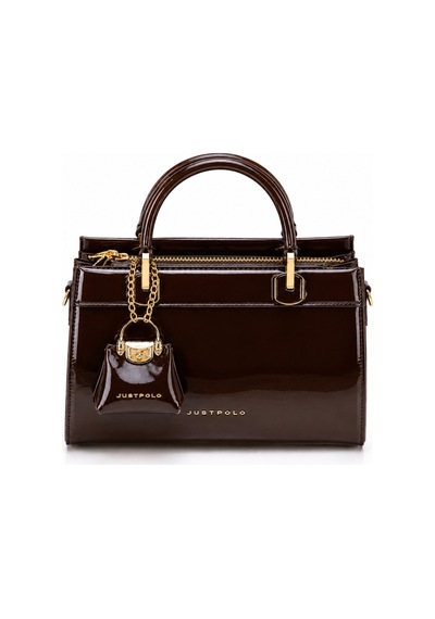 Just Polo İthal Premium Rugan Kadın Çantası Ebat Boy: 14 Cm En : 20 Cm Kahverengi