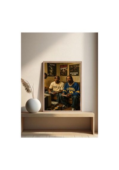 Snoop Dogg Tupac Doğal Ahşap Çerçeveli Tek Parça Dekoratif Tablo Çok Renkli - 820579017 Çok Renkli