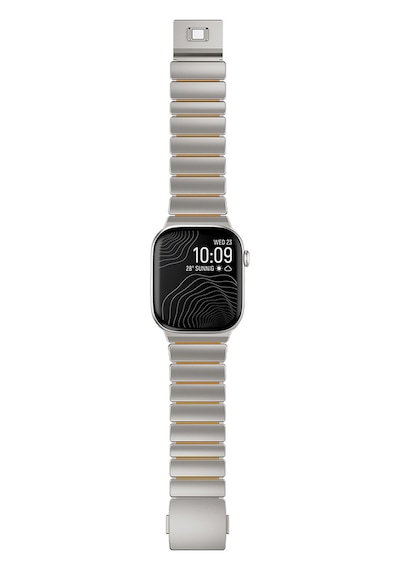 Apple Uyumlu Watch 44mm Zore Krd-152 Titanyum Silikon Kordon