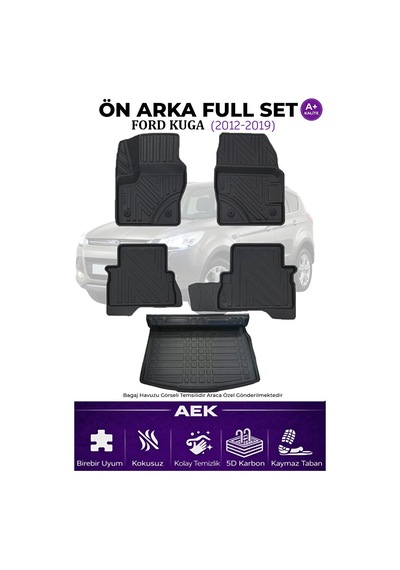 Ford Kuga 2013-2019 5d Karbon Paspas Takımı +3d Pvc Bagaj Havuzu