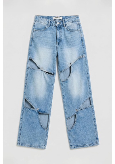 it's basic Kadın Mavi 4s6-27 Loose Fit %100 Koton Özel Tasarım Denim Jean