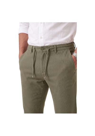 Rizzup Erkek Slim Fit Çizgili Haki Kumaş Pantolon İpli Esnek Bel Likralı Spor Pantolon 2700240