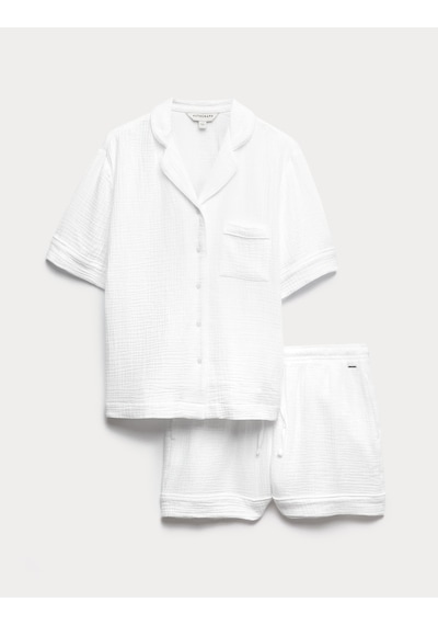 Marks & Spencer Autograph Müslin Pijama Takımı T37002003A Beyaz