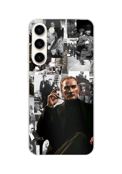 Samsung Galaxy S25 Plus Uyumlu Mustafa Kemal Atatürk Kolajları Baskılı Silikon Kılıf