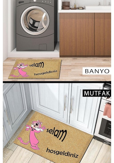 Pink Panter Kapı Önü Paspası Dekoratif Kapı Paspası Dış Mekân Paspas Ev İçi Paspası 45x70cm Diğer