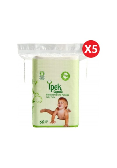Ipek Organik Bebek Temizleme Pamuğu 60'Lı X 5'Li Paket