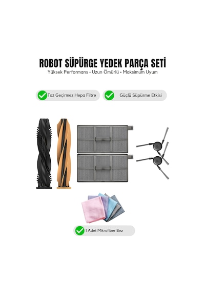 Dreame Aqua10 Roller İle Uyumlu 1 Ana Fırça 2 Yan Fırça 2 Filtre 1 Temizlik Bezi 11.0