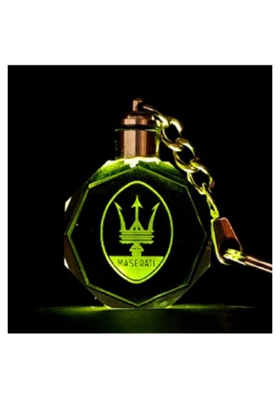 Maserati Işıklı Anahtarlık 7 Renk Şık Oto Car Keychain Kaliteli Logo Amblem