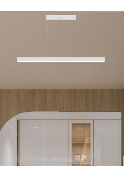 Lineer 100cm Beyaz Kasa, Doğal Beyaz Işık Modern Sarkıt Led Avize Beyaz