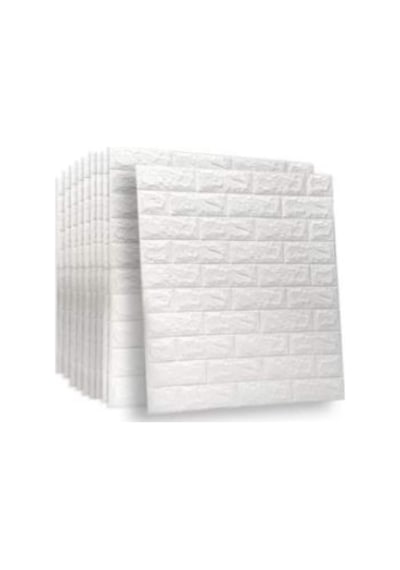 Beyaz Arkası Yapışkanlı 70X77Cm 10 Adet Taş Duvar Kağıdı Paneli
