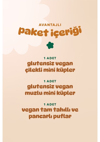 Hummorganic Organik Vegan Puf & Meyveli Mini Küpler Atıştırmalık Paketi - 3 Adet (3 çeşit)
