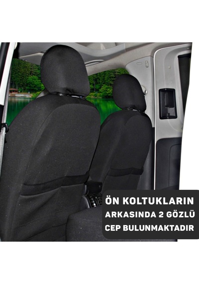 Pandami Ticari Oto Koltuk Kılıfı, Tam Set 5 Koltuk - Tay Tüyü / Siyah