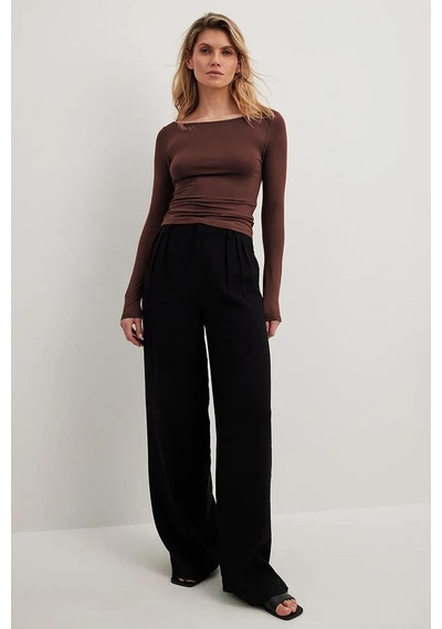 Madmext Kahverengi Kayık Yaka Basic Kadın Body Mg1997-kahverengi Kahverengi
