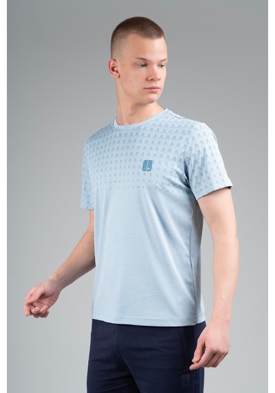Maraton Regular Erkek Bisiklet Yaka Sisli Mavi T-shirt Sisli Mavi