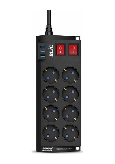 Blic Ftr-08 8 Li Akım Korumalı Priz Ve 3 Usb Girişli Çoklu Priz 2m Kablo 0.2 M