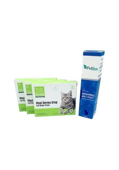 3 Kutu Kediler İçin Damla + Tüy Yumağı Kusmayı Engelleyici Malt