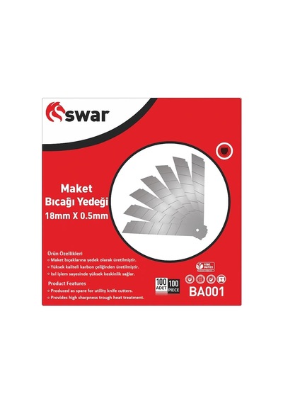 Tr Yedeği 18 Mm X 0 5 Mm Karbon Çelik Ultra Keskin Dayanıklı Uç 7 Kırımlı Endüstriyel Kesici Bıçak Yedek Par