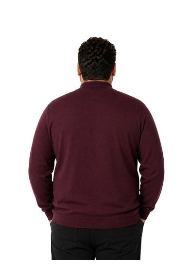 Battalmoda Erkek Büyük Beden Bordo Yarım Balıkçı Pamuklu Kazak 3xl-4xl-5xl-6xl