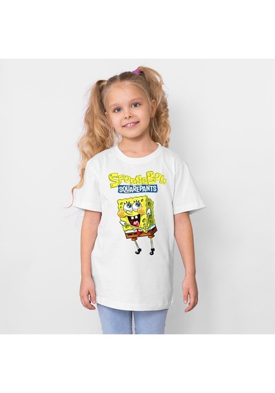 Startmore Sungerbob Baskılı Unisex Çocuk Tişört H04 BEYAZ