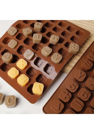 Silikon Alfabe & Sayı Çikolata Kalıbı - 3d Harfler Ve Semboller Şeker Kalıbı, Jöle Kalıbı 2x2cm Kırmızı