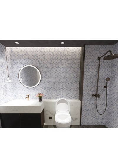 Tuqco Doğaltaş 1" Hexagon Carrara Eskitme Mermer Mozaik